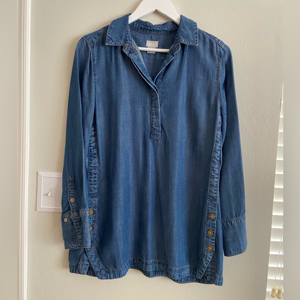 Chico's Classic Blue Denim Shirt - Picture 4 of 9